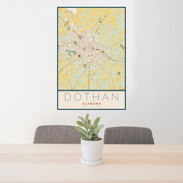 Dothan - Alabama Map Print in Woodblock