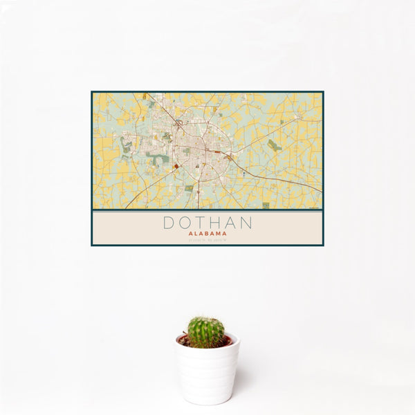 Dothan - Alabama Map Print in Woodblock