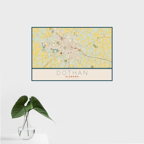 Dothan - Alabama Map Print in Woodblock