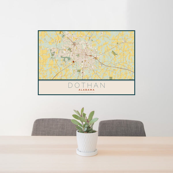 Dothan - Alabama Map Print in Woodblock