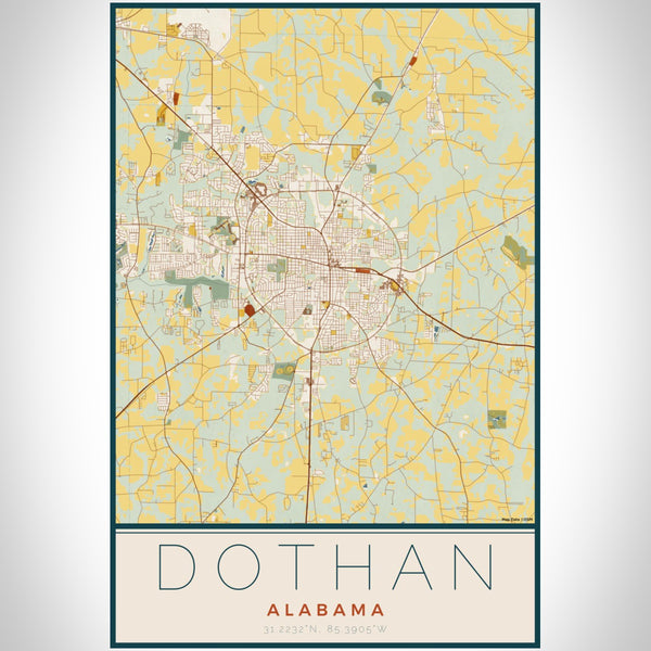 Dothan - Alabama Map Print in Woodblock