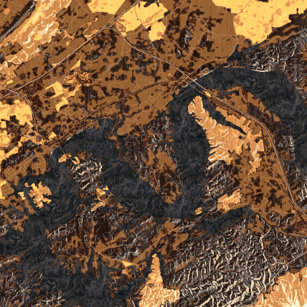 Douglas Lake Tennessee Map Print in Ember Style Zoomed In Close Up Showing Details