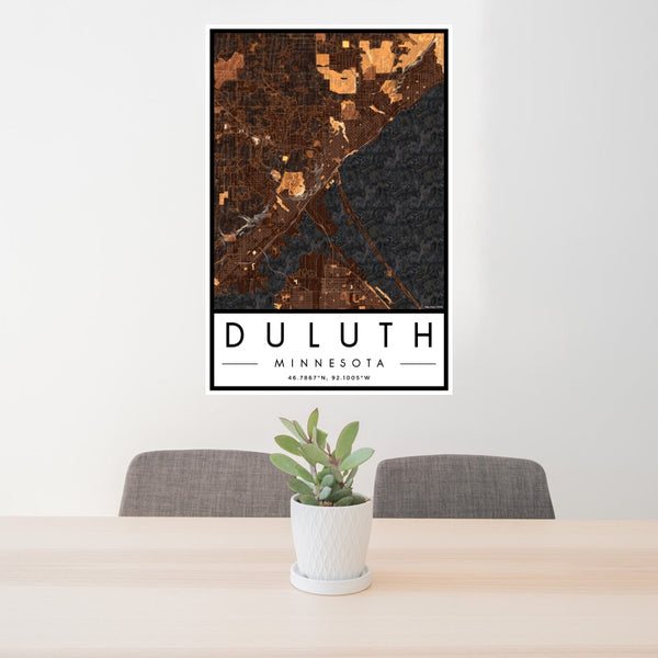 Duluth - Minnesota Map Print in Ember