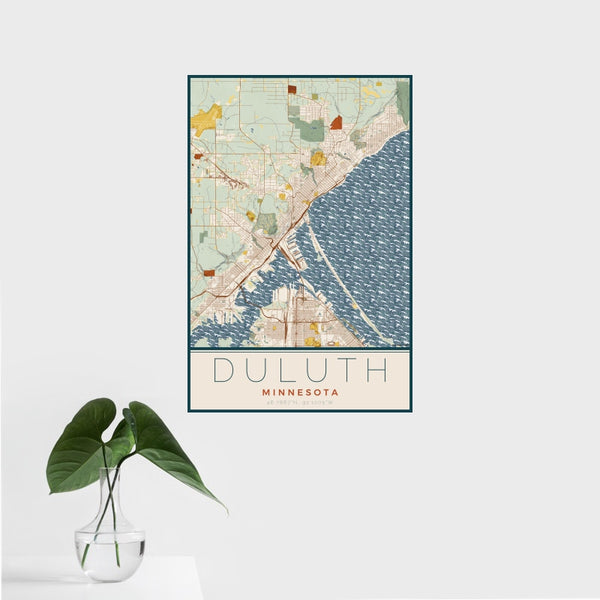 Duluth - Minnesota Map Print in Woodblock