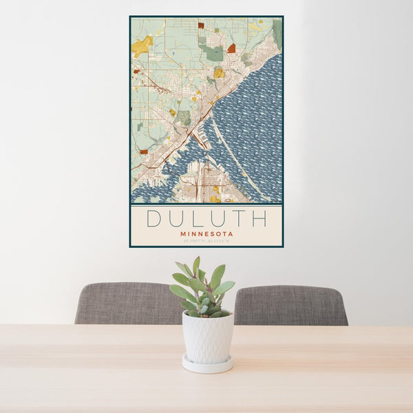 Duluth - Minnesota Map Print in Woodblock