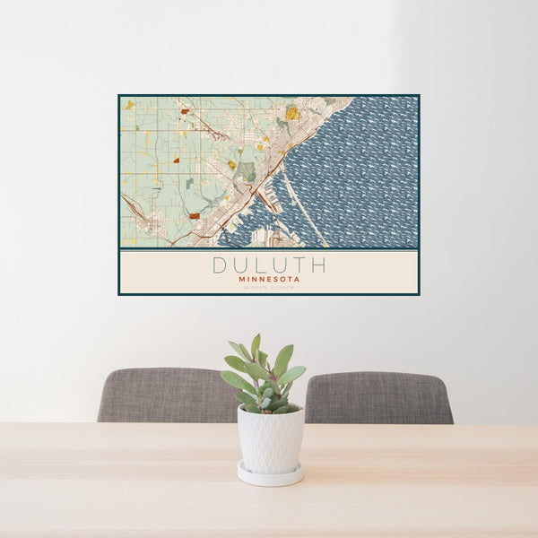 Duluth - Minnesota Map Print in Woodblock