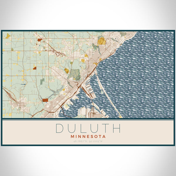 Duluth - Minnesota Map Print in Woodblock