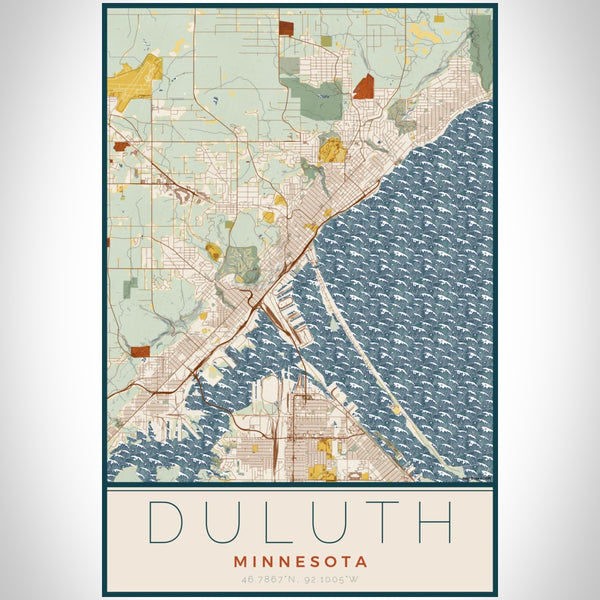Duluth - Minnesota Map Print in Woodblock