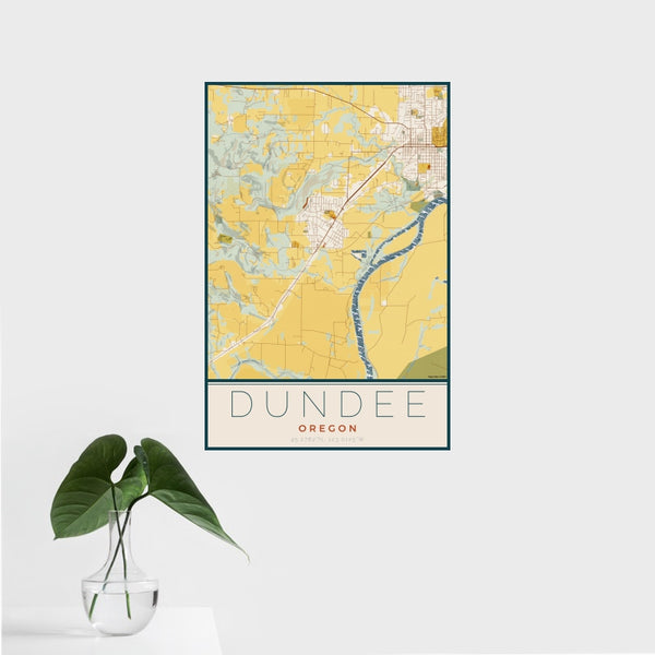 Dundee - Oregon Map Print in Woodblock