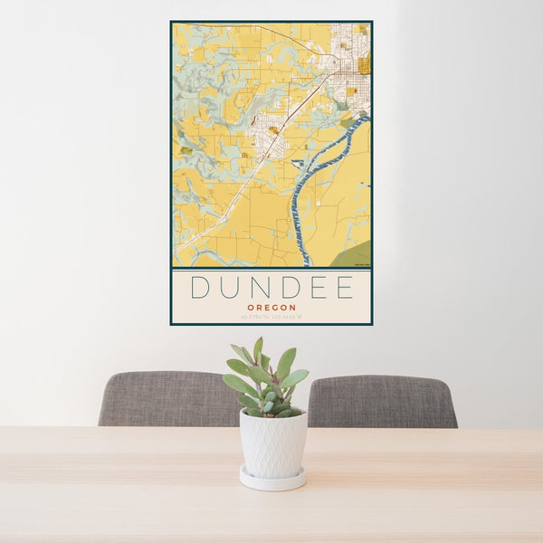 Dundee - Oregon Map Print in Woodblock