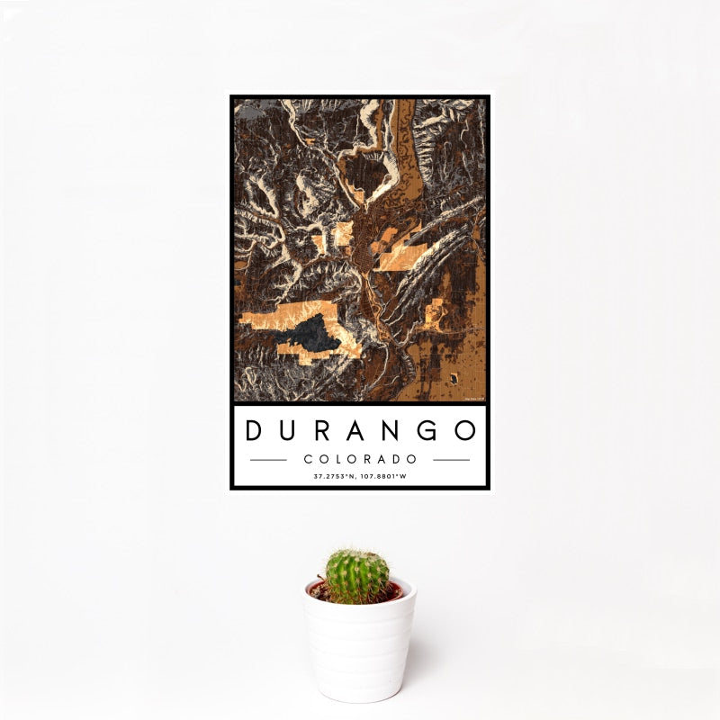 Durango - Colorado Map Print in Ember