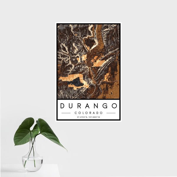 Durango - Colorado Map Print in Ember