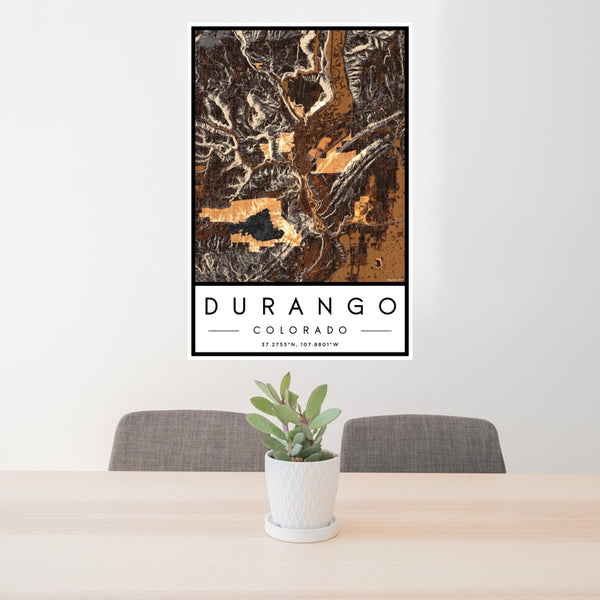 Durango - Colorado Map Print in Ember