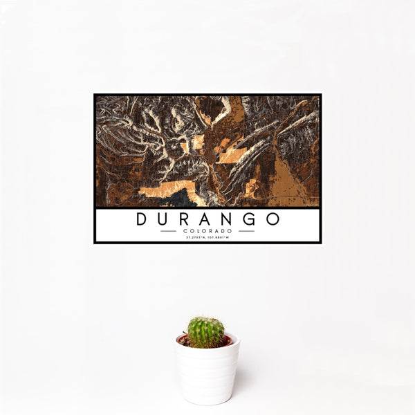Durango - Colorado Map Print in Ember