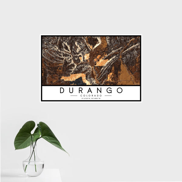 Durango - Colorado Map Print in Ember