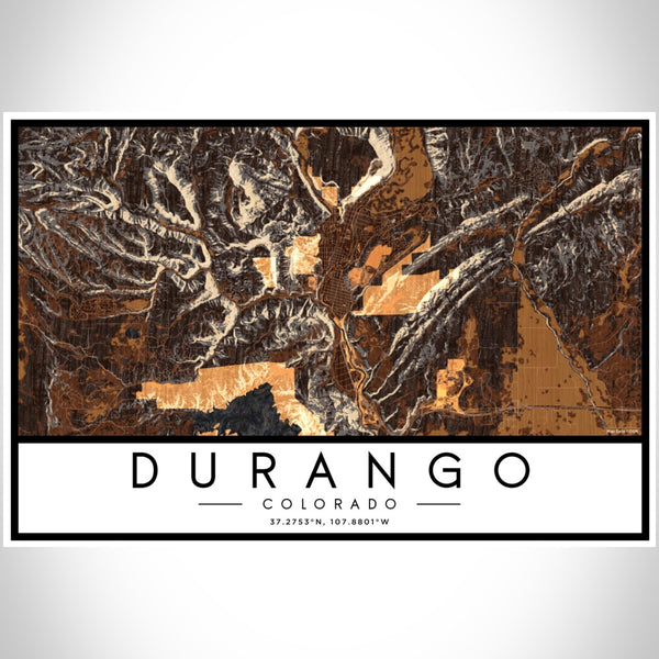 Durango - Colorado Map Print in Ember
