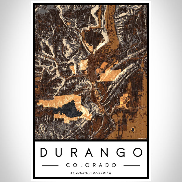 Durango - Colorado Map Print in Ember