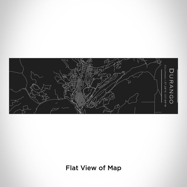 Rendered View of Durango Colorado Map Engraving on 10oz Stainless Steel Insulated Cup with Sliding Lid in Black