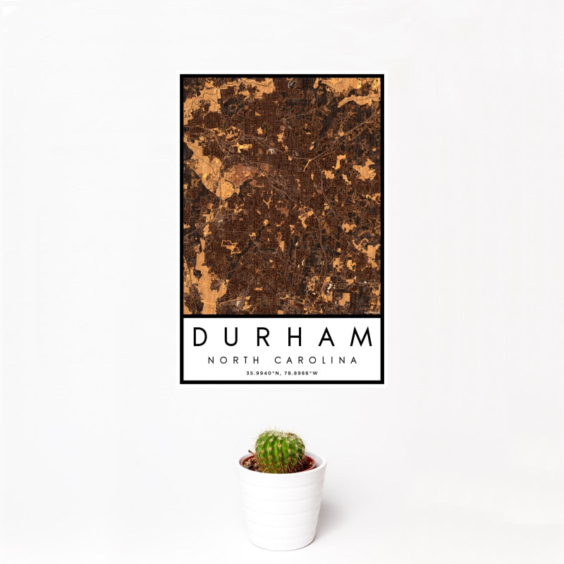 Durham - North Carolina Map Print in Ember