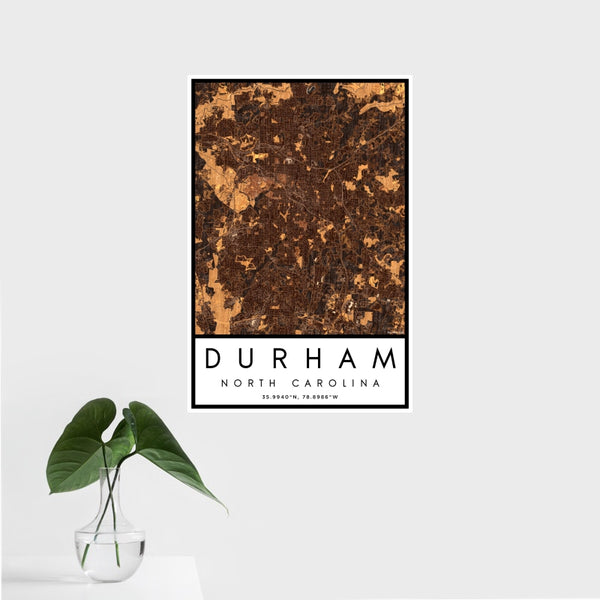 Durham - North Carolina Map Print in Ember