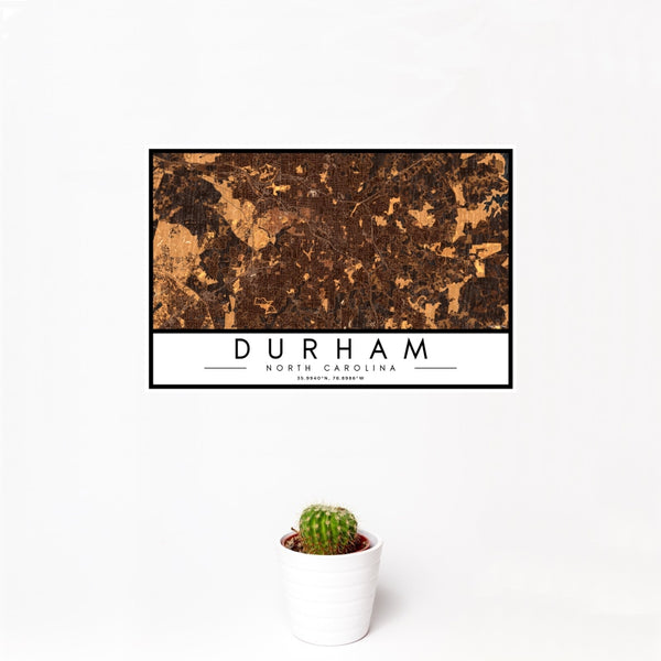 Durham - North Carolina Map Print in Ember