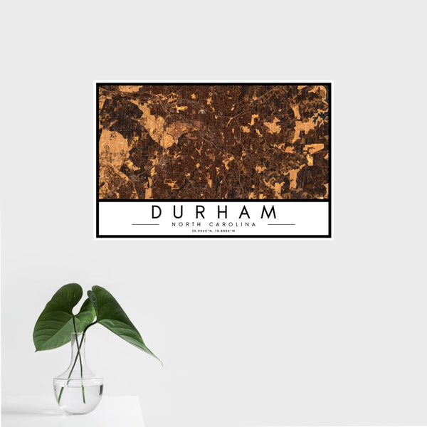 Durham - North Carolina Map Print in Ember