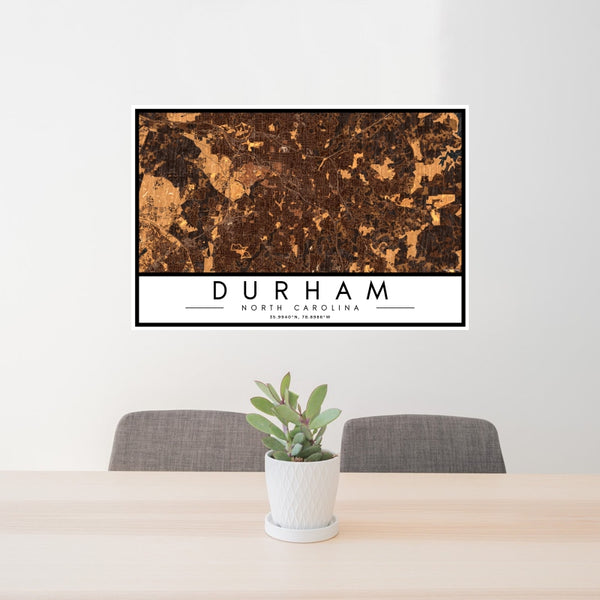 Durham - North Carolina Map Print in Ember