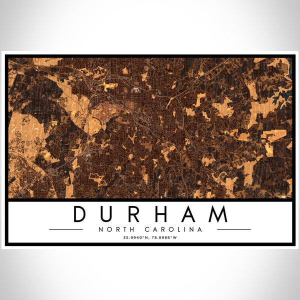 Durham - North Carolina Map Print in Ember