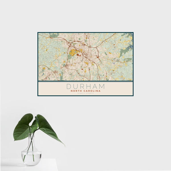 Durham - North Carolina Map Print in Woodblock
