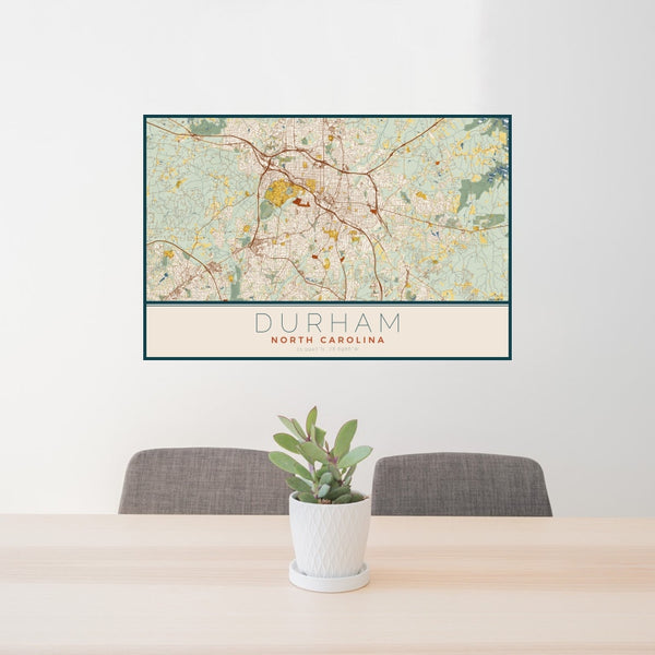 Durham - North Carolina Map Print in Woodblock