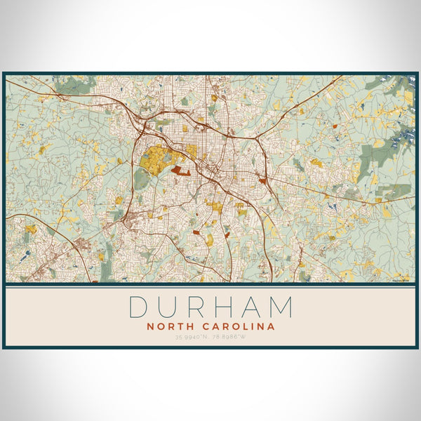 Durham - North Carolina Map Print in Woodblock
