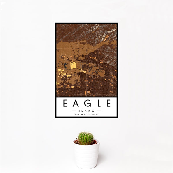 Eagle - Idaho Map Print in Ember