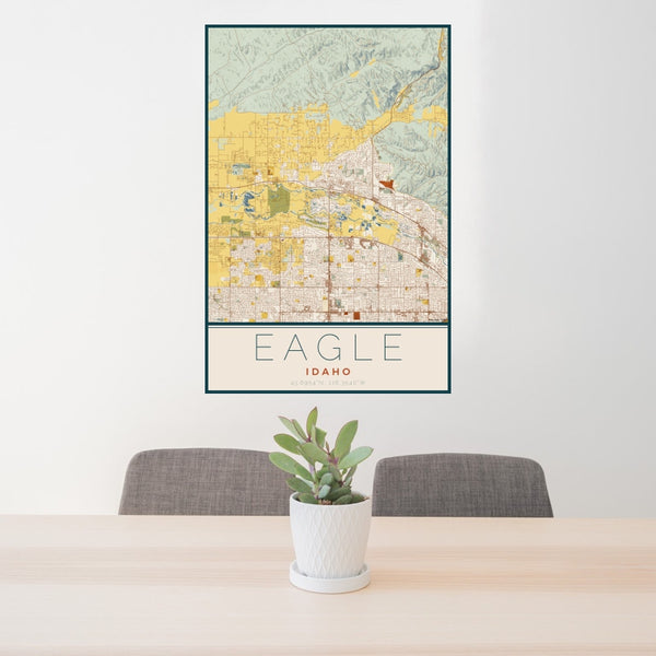 Eagle - Idaho Map Print in Woodblock