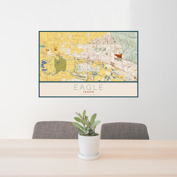 Eagle - Idaho Map Print in Woodblock