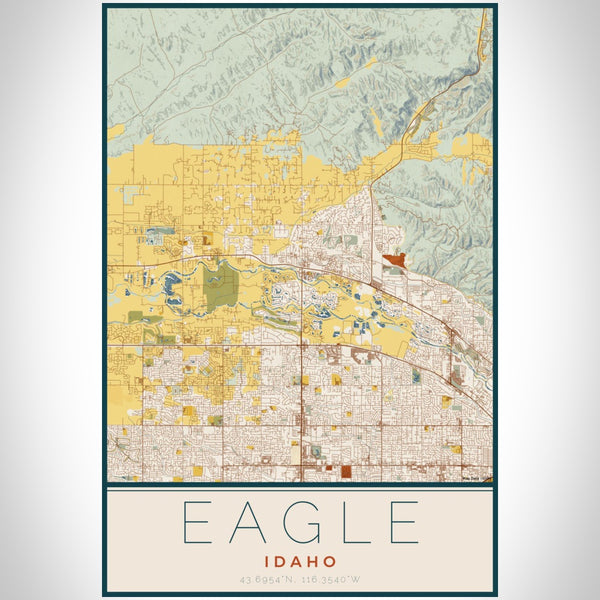 Eagle - Idaho Map Print in Woodblock