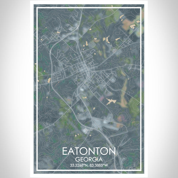 Eatonton Georgia Map Print Portrait Orientation in Afternoon Style With Shaded Background