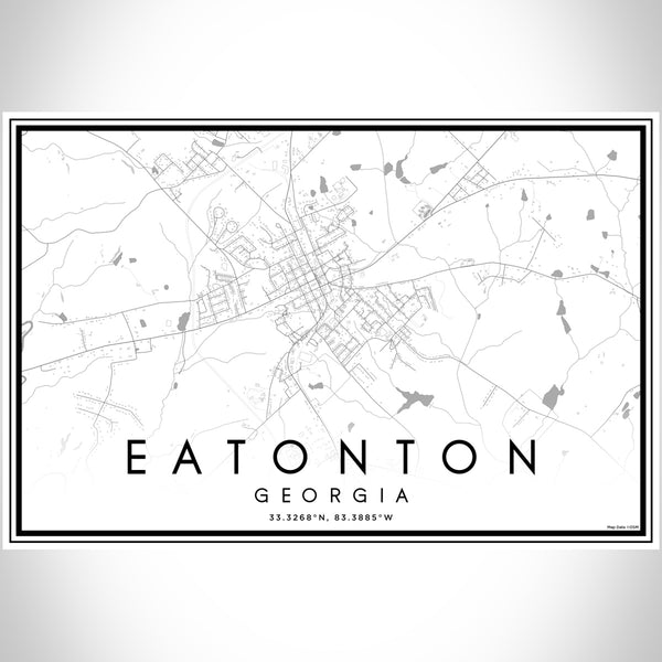 Eatonton Georgia Map Print Landscape Orientation in Classic Style With Shaded Background