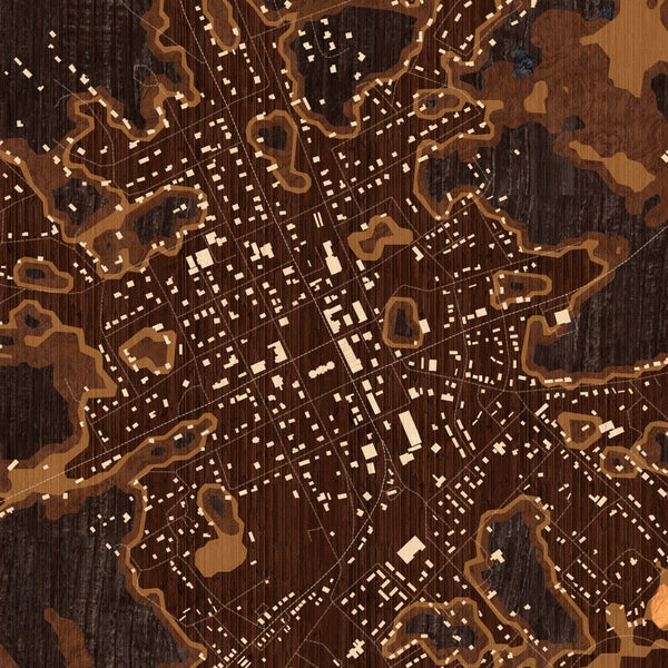 Eatonton Georgia Map Print in Ember Style Zoomed In Close Up Showing Details