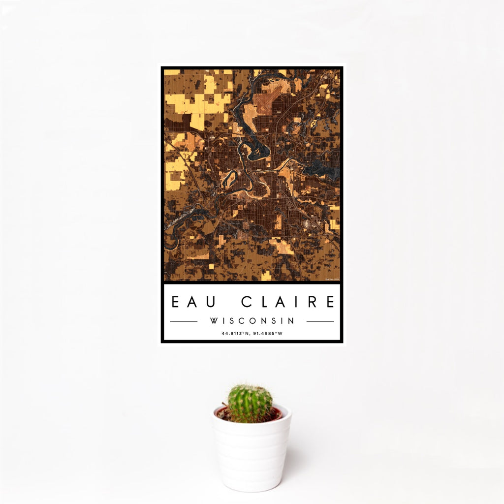 Eau Claire - Wisconsin Map Print in Ember