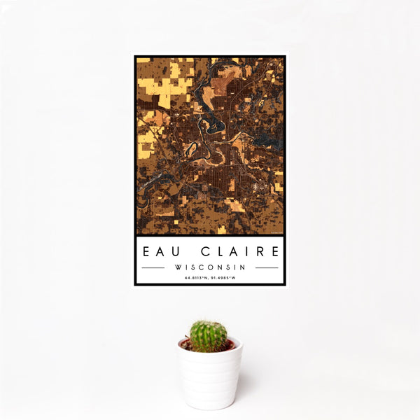 Eau Claire - Wisconsin Map Print in Ember
