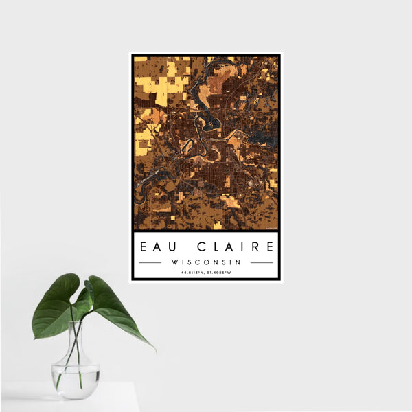Eau Claire - Wisconsin Map Print in Ember