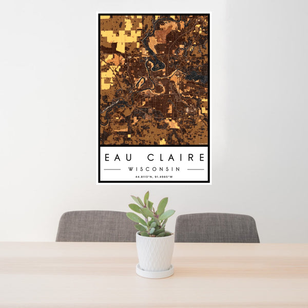 Eau Claire - Wisconsin Map Print in Ember