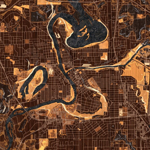 Eau Claire - Wisconsin Map Print in Ember