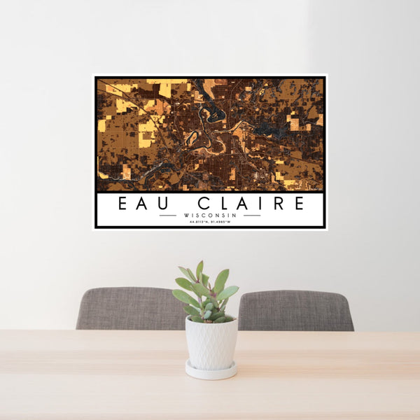 Eau Claire - Wisconsin Map Print in Ember