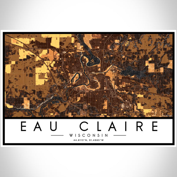 Eau Claire - Wisconsin Map Print in Ember