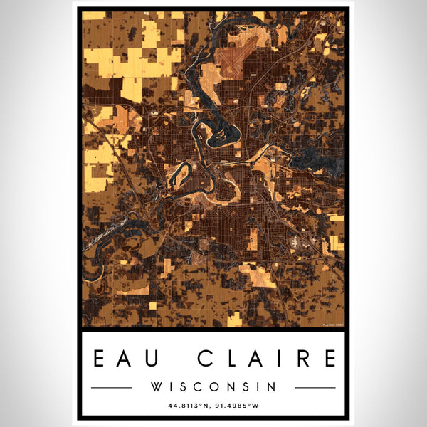 Eau Claire - Wisconsin Map Print in Ember