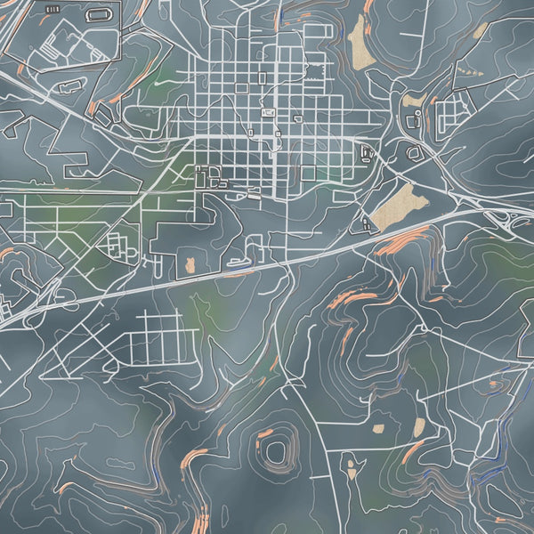 Ebensburg Pennsylvania Map Print in Afternoon Style Zoomed In Close Up Showing Details