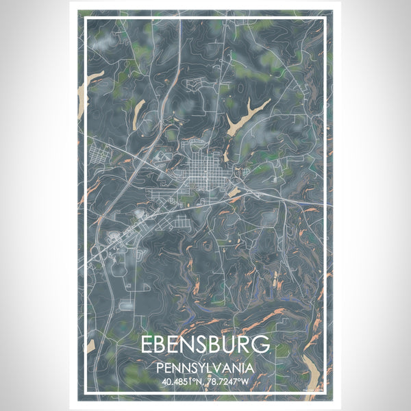 Ebensburg Pennsylvania Map Print Portrait Orientation in Afternoon Style With Shaded Background