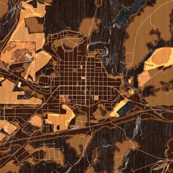 Ebensburg Pennsylvania Map Print in Ember Style Zoomed In Close Up Showing Details