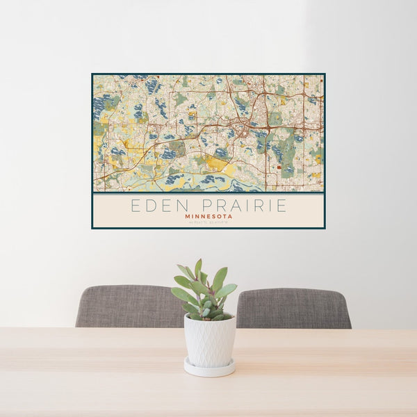 Eden Prairie - Minnesota Map Print in Woodblock